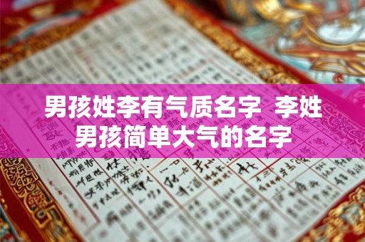 男孩姓李有气质名字  李姓男孩简单大气的名字
