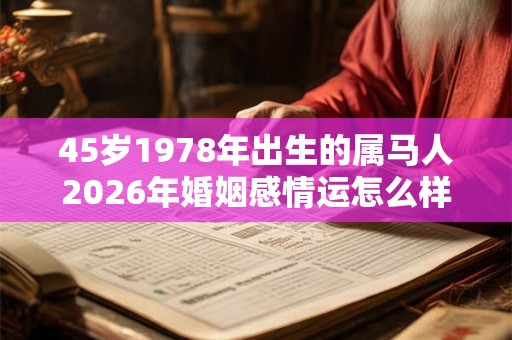45岁1978年出生的属马人2026年婚姻感情运怎么样？