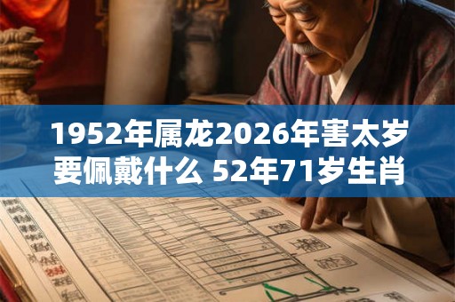 1952年属龙2026年害太岁要佩戴什么 52年71岁生肖龙犯太岁怎么化解