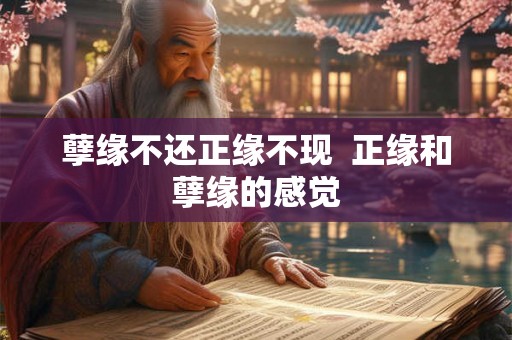 孽缘不还正缘不现  正缘和孽缘的感觉