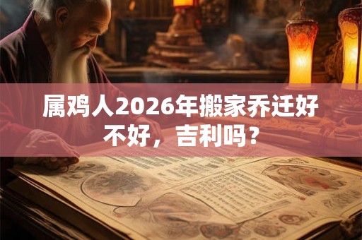 属鸡人2026年搬家乔迁好不好，吉利吗？