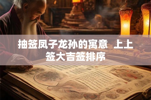 抽签凤子龙孙的寓意  上上签大吉签排序