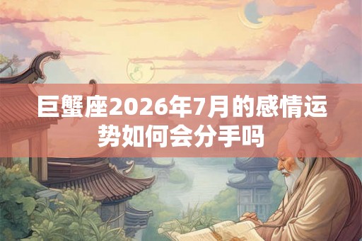 巨蟹座2026年7月的感情运势如何会分手吗