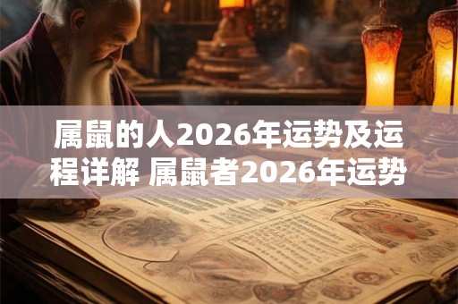 属鼠的人2026年运势及运程详解 属鼠者2026年运势如何