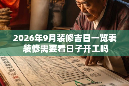 2026年9月装修吉日一览表 装修需要看日子开工吗