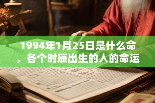 1994年1月25日是什么命，各个时辰出生的人的命运