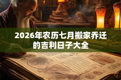 2026年农历七月搬家乔迁的吉利日子大全