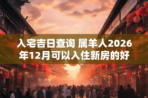 入宅吉日查询 属羊人2026年12月可以入住新房的好日子是哪天