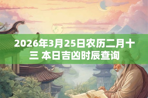 2026年3月25日农历二月十三 本日吉凶时辰查询