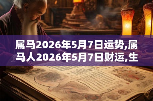 属马2026年5月7日运势,属马人2026年5月7日财运,生肖马2026年5月7日运势