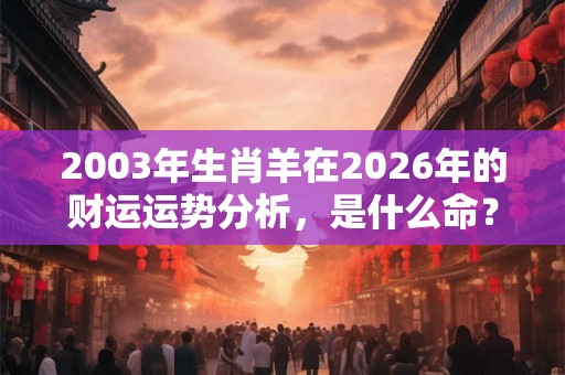 2003年生肖羊在2026年的财运运势分析,是什么命? 2003年生肖羊在2026年的财运运势分析,是什么命?