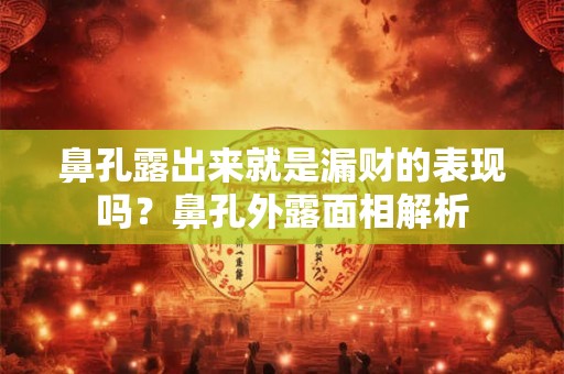 鼻孔露出来就是漏财的表现吗?鼻孔外露面相解析 鼻孔露出来就是漏财的表现吗?鼻孔外露面相解析