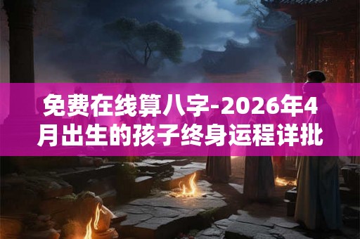 免费在线算八字-2026年4月出生的孩子终身运程详批
