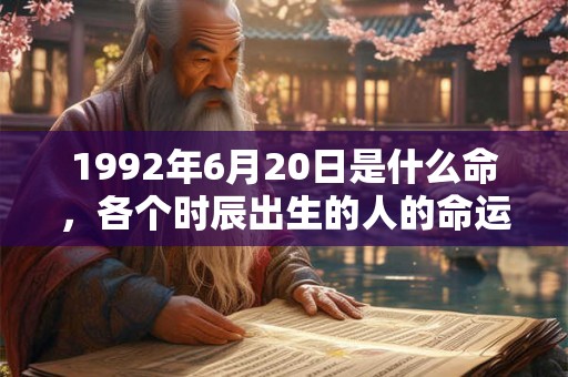 1992年6月20日是什么命，各个时辰出生的人的命运