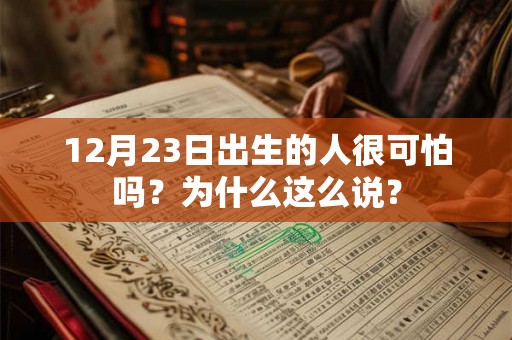 12月23日出生的人很可怕吗?为什么这么说? 12月23日出生的人很可怕吗?为什么这么说?