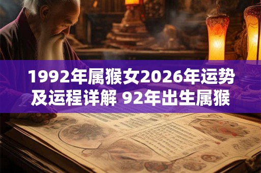 1992年属猴女2026年运势及运程详解 92年出生属猴人2026全年每月运势女性 1992年属猴女2026年运势及运程详解 92年出生属猴人2026全年每月运势女性