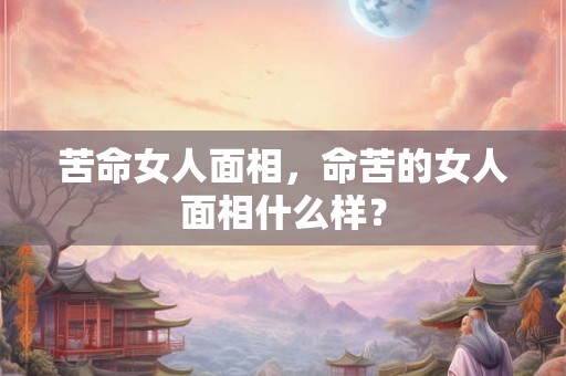 苦命女人面相，命苦的女人面相什么样？