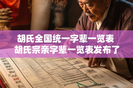 胡氏全国统一字辈一览表 胡氏宗亲字辈一览表发布了吗