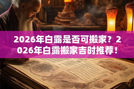 2026年白露是否可搬家？2026年白露搬家吉时推荐！