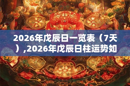 2026年戊辰日一览表（7天）,2026年戊辰日柱运势如何