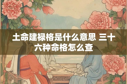 土命建禄格是什么意思 三十六种命格怎么查