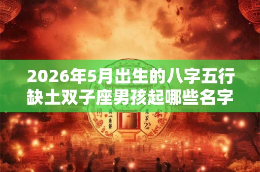2026年5月出生的八字五行缺土双子座男孩起哪些名字好