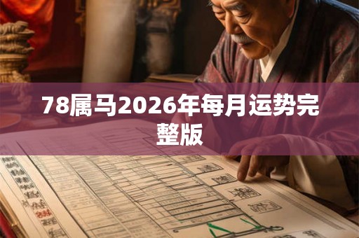 78属马2026年每月运势完整版