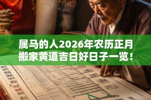 属马的人2026年农历正月搬家黄道吉日好日子一览！