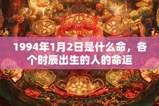 1994年1月2日是什么命，各个时辰出生的人的命运