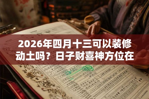 2026年四月十三可以装修动土吗？日子财喜神方位在哪？