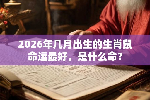 2026年几月出生的生肖鼠命运最好，是什么命？