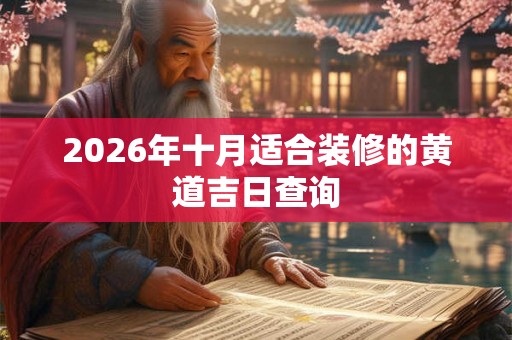 2026年十月适合装修的黄道吉日查询 2026年十月适合装修的黄道吉日查询