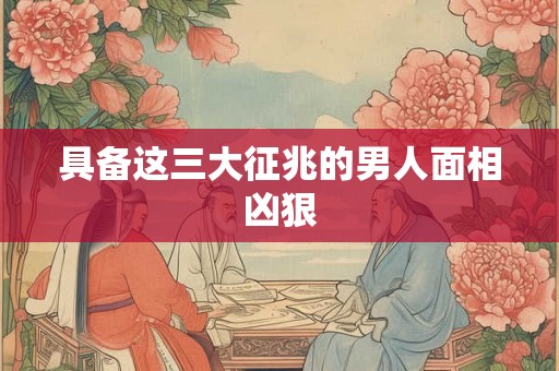 具备这三大征兆的男人面相凶狠
