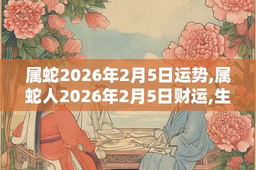 属蛇2026年2月5日运势,属蛇人2026年2月5日财运,生肖蛇2026年2月5日运势