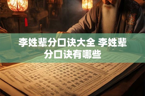 李姓辈分口诀大全 李姓辈分口诀有哪些