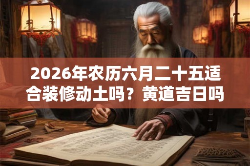 2026年农历六月二十五适合装修动土吗？黄道吉日吗？