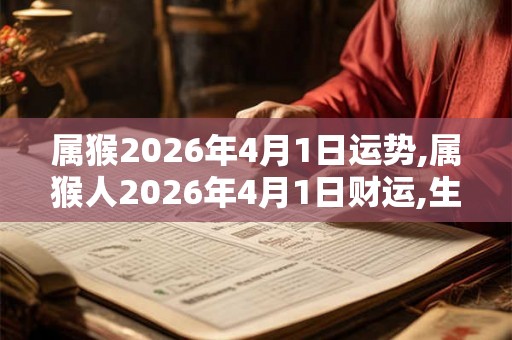 属猴2026年4月1日运势,属猴人2026年4月1日财运,生肖猴2026年4月1日运势