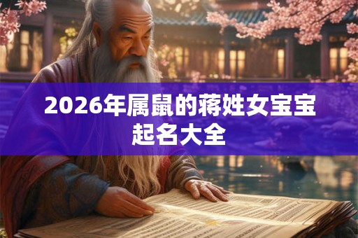 2026年属鼠的蒋姓女宝宝起名大全