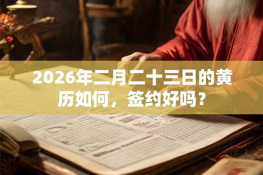 2026年二月二十三日的黄历如何，签约好吗？