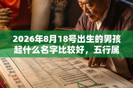 2026年8月18号出生的男孩起什么名字比较好，五行属什么