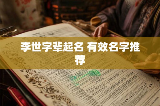 李世字辈起名 有效名字推荐