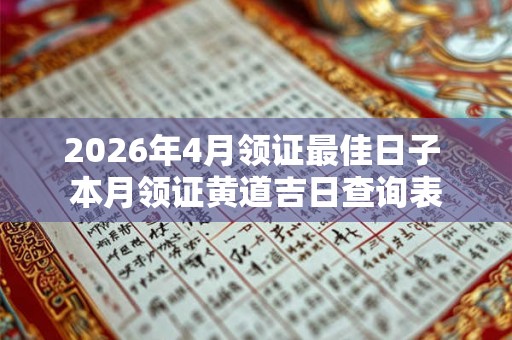 2026年4月领证最佳日子 本月领证黄道吉日查询表
