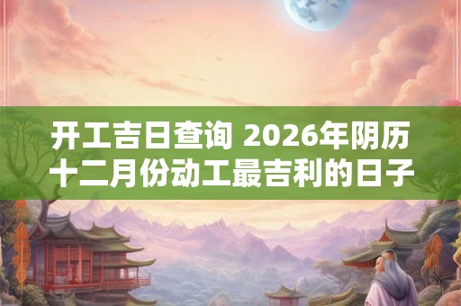 开工吉日查询 2026年阴历十二月份动工最吉利的日子 开工吉日查询 2026年阴历十二月份动工最吉利的日子