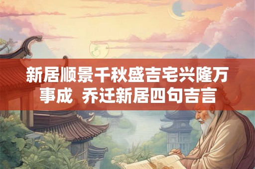 新居顺景千秋盛吉宅兴隆万事成  乔迁新居四句吉言