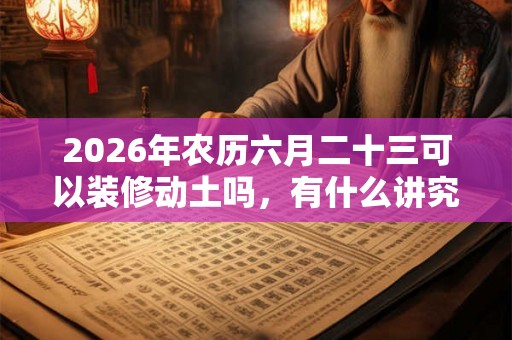 2026年农历六月二十三可以装修动土吗，有什么讲究吗？