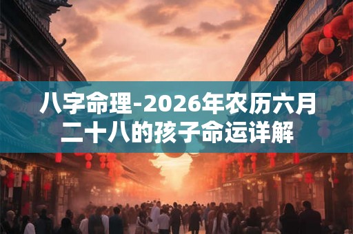 八字命理-2026年农历六月二十八的孩子命运详解