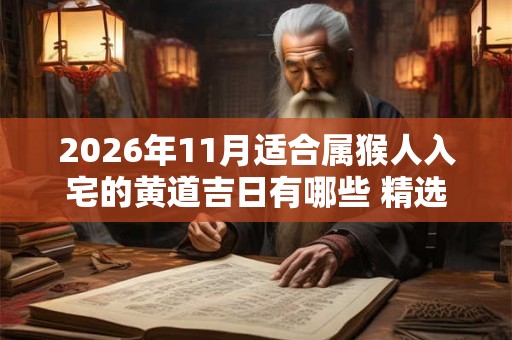 2026年11月适合属猴人入宅的黄道吉日有哪些 精选5天上等入宅吉日