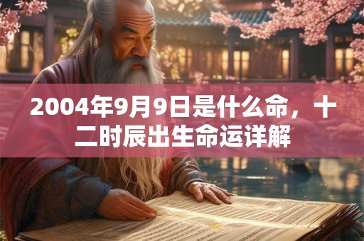 2004年9月9日是什么命，十二时辰出生命运详解