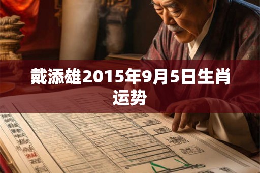 戴添雄2015年9月5日生肖运势 戴添雄2015年9月5日生肖运势