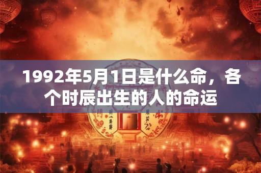 1992年5月1日是什么命，各个时辰出生的人的命运